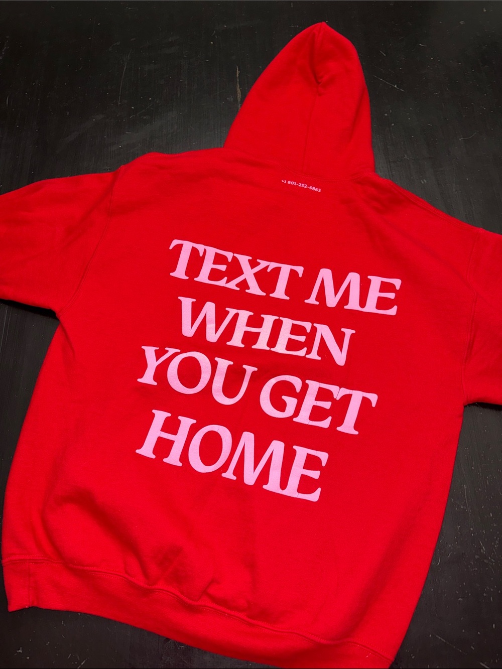 LONELY GHOST text me when you get home hoodie sweatshirt. red. size large.